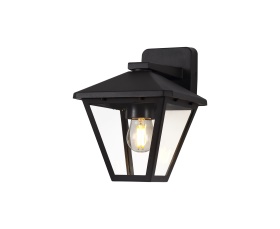 D0547  Luqi Downward Wall Lamp 1 Light IP44 Black; Clear